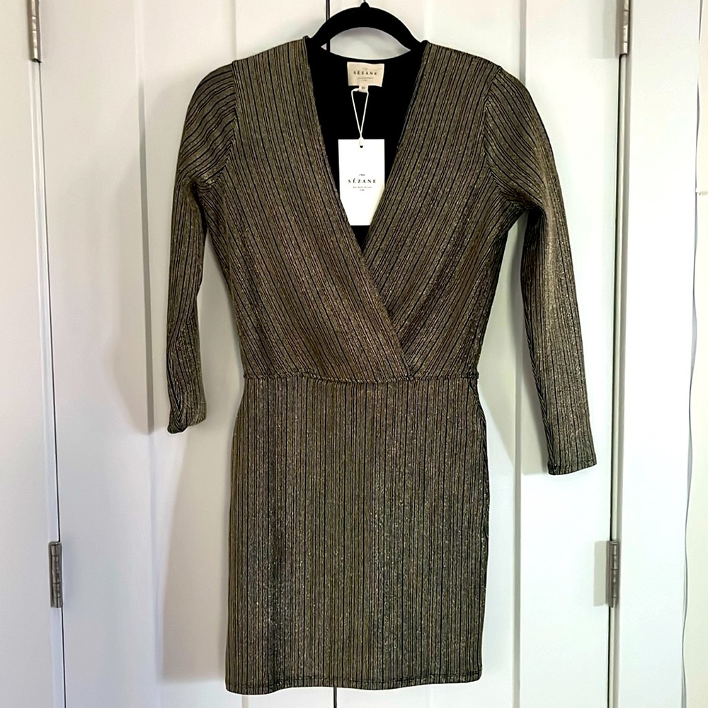 Sezane Gold/Black Effie Dress